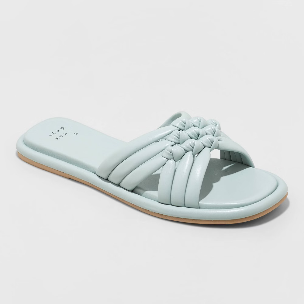 Women's Dulce Padded Knot Slide Sandals - A New Day Light Blue 7 | Target