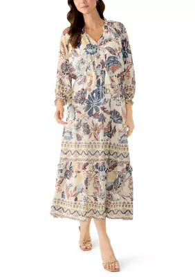 Women's 3/4 Sleeve Smocked Waist Tiered Maxi Dress | Belk