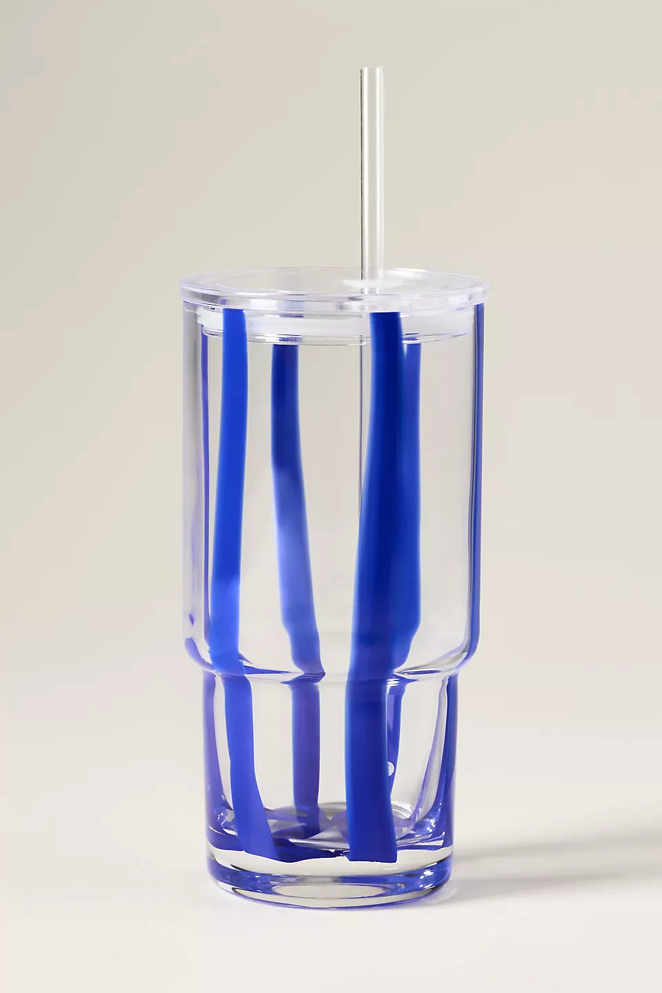 The Ribbon Stripe Glass Tumbler with Lid | Anthropologie (US)