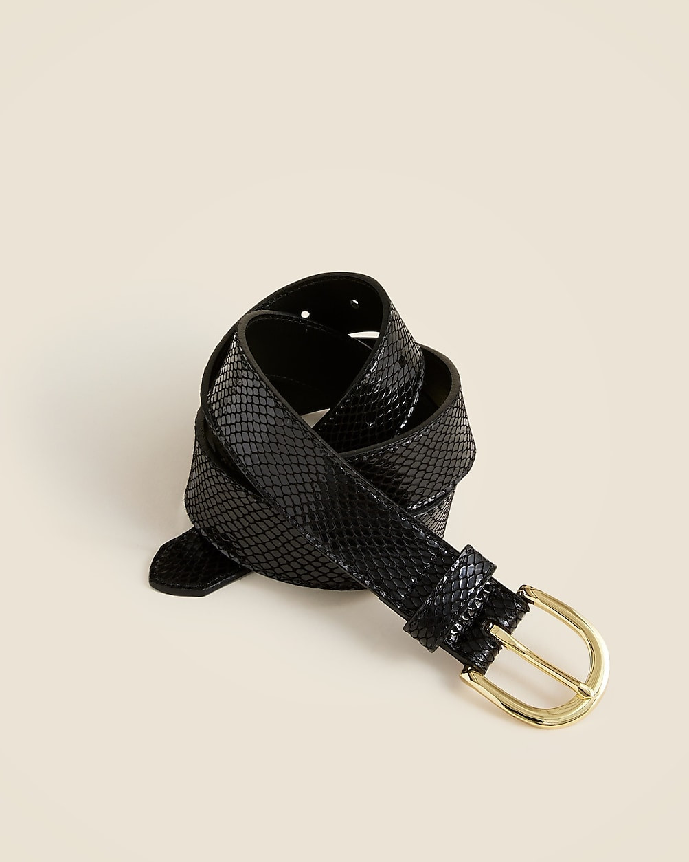 Snake-embossed Italian patent leather belt | J. Crew US