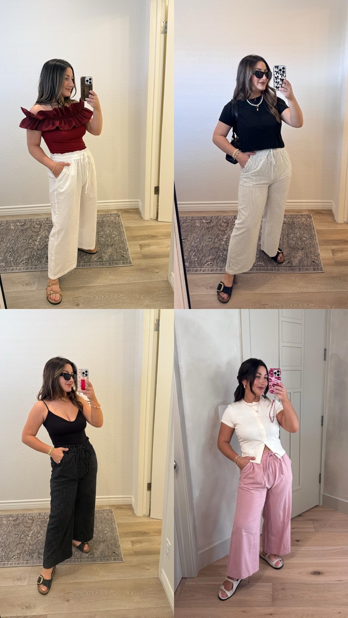 PANTS USE CODE: 8E82V3FS or L3KR5KYE 

I wear a medium! 
Petite friendly! Linen cotton blend! 

Burgundy top, tee and tank size small
White button top size medium 

5’0” 140lbs

#LTKootd #LTKSaleAlert #LTKPetite
