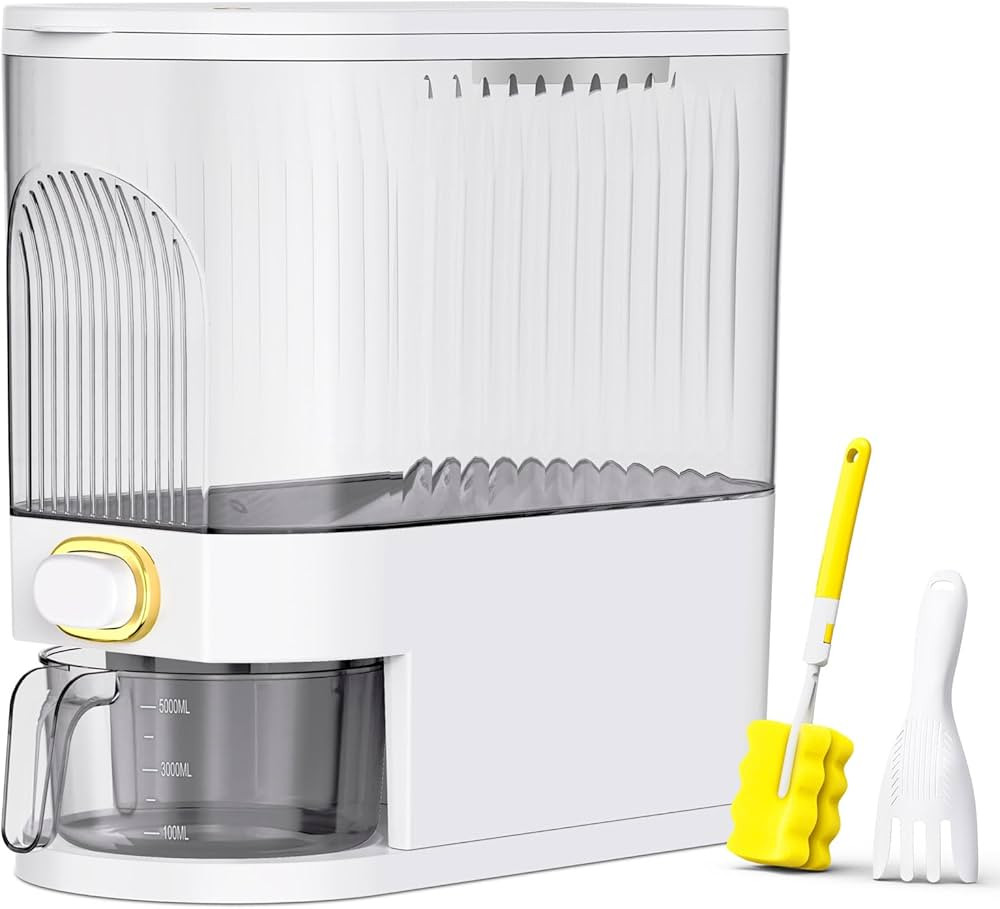 Rice Dispenser, 11Lbs-12Lbs Rice Container with Measuring Cup, Upgraded Lid Time Dials & Built-in... | Amazon (US)