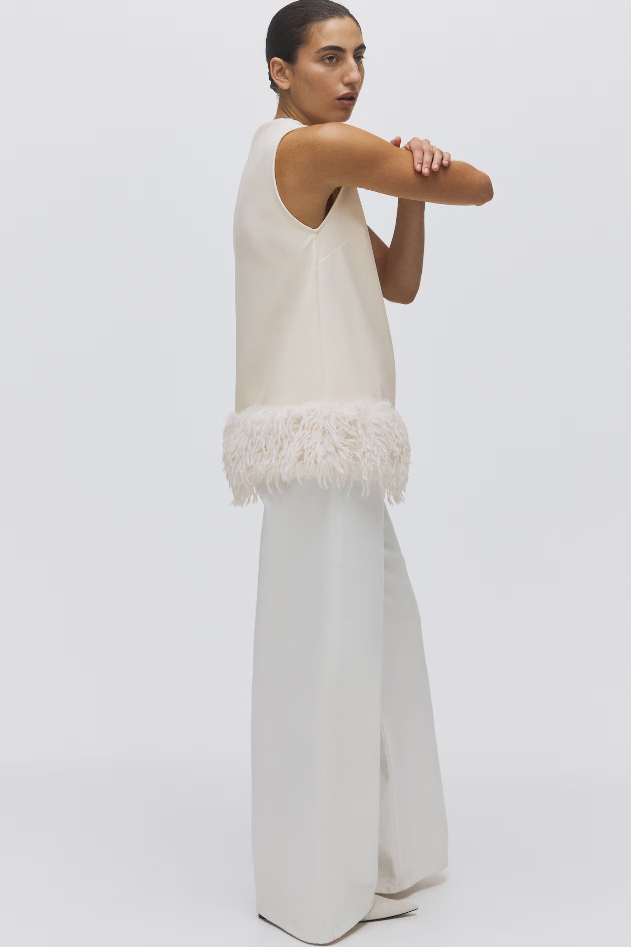 Fringe-Trimmed Top - Cream | H&M US | H&M (US + CA)