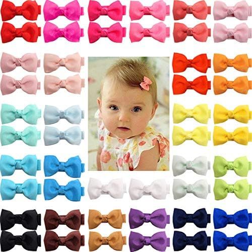50 Pieces 25 Colors in Pairs Baby Girls Fully Lined Hair Pins Tiny 2" Hair Bows Alligator Clips f... | Amazon (US)
