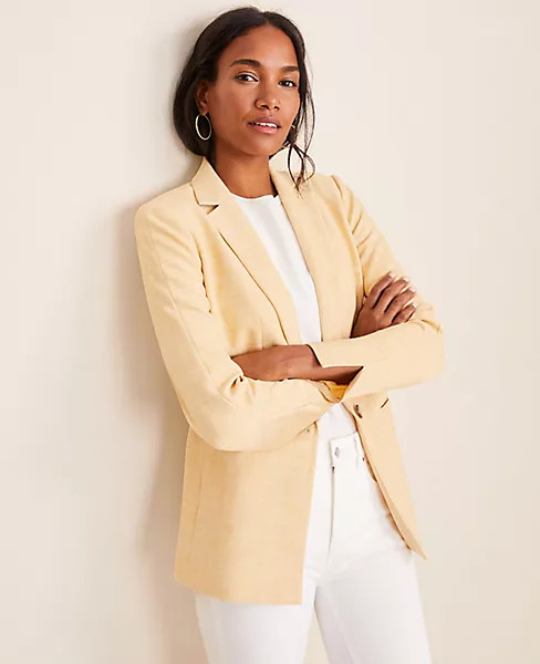 Crosshatch Long Blazer | Ann Taylor | Ann Taylor (US)