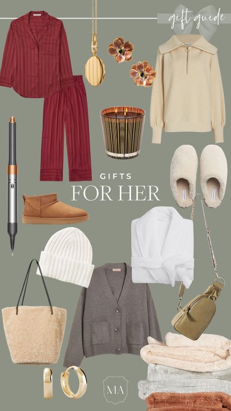 Gift guide: for her! Holiday gift guide, gifts for her, cozy slippers, holiday candle, plush robe, mini uggs, gold hoops 

#LTKHoliday #LTKSeasonal #LTKGiftGuide