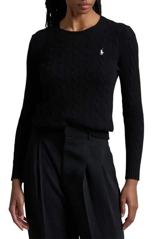 Polo Ralph Lauren Julianna Cable Wool & Cashmere Sweater in Polo Black/white Pp at Nordstrom, Siz... | Nordstrom