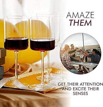 Amazon.com | Elixir Glassware Crystal Wine Glasses - Set of 4 - 14 oz Stemware - Red Wine & White... | Amazon (US)