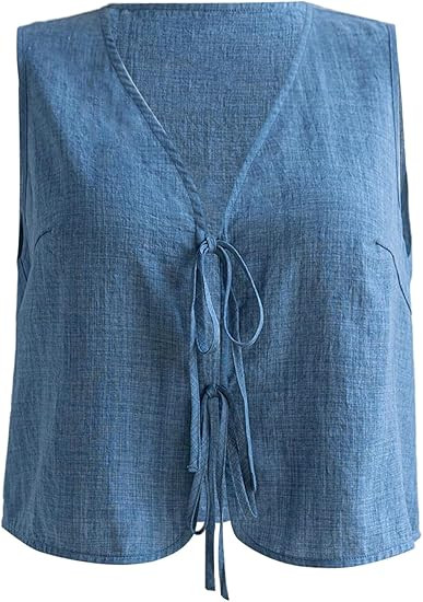 Milumia Women's Plus Size Open Tie Front Tank Top Sleeveless V-Neck Vest Tops | Amazon (US)