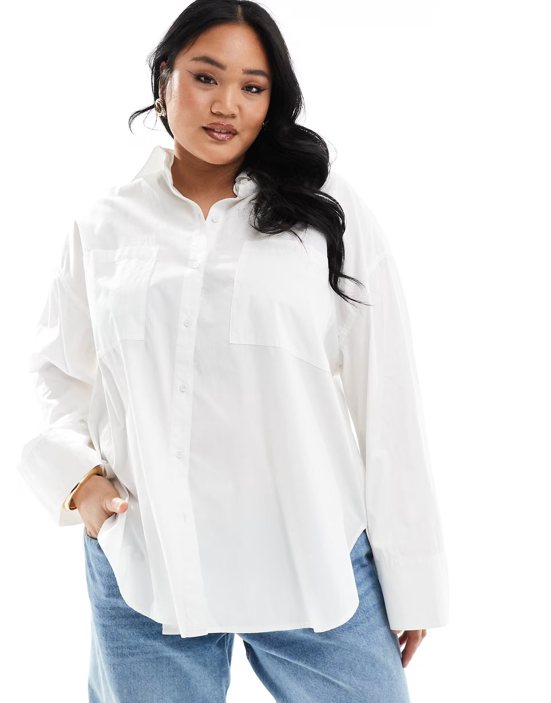 COLLUSION Plus poplin oversized shirt in white | ASOS (Global)