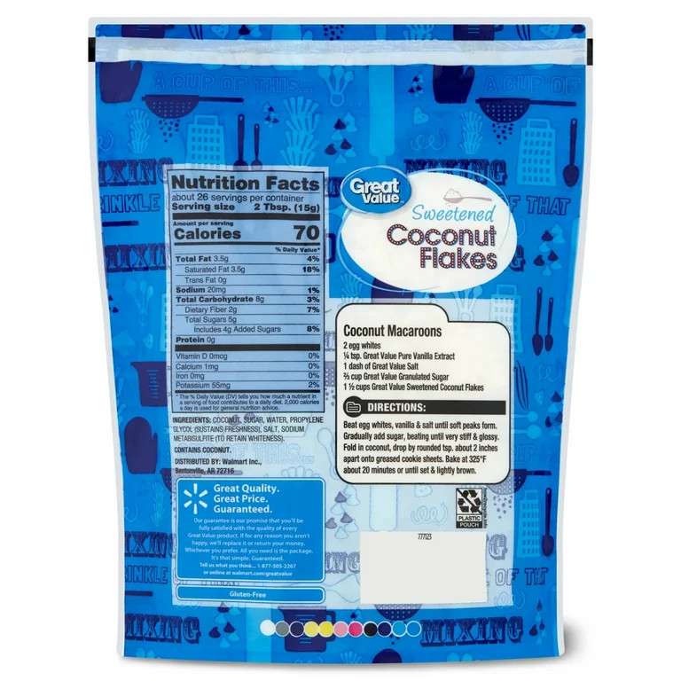 Great Value Sweetened Coconut Flakes, 14 oz | Walmart (US)