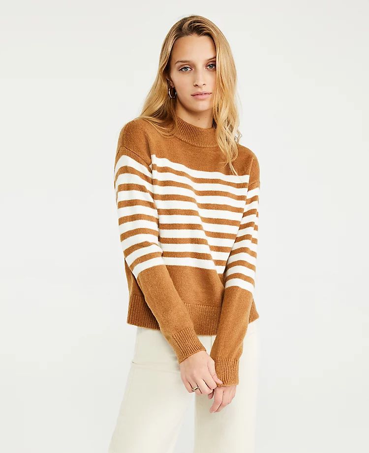 Striped Mock Neck Sweater | Ann Taylor | Ann Taylor (US)