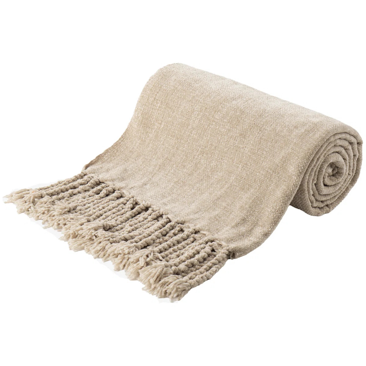 Chenille Velvety Throw Blanket, Decorative Fringe Throw Blanket for Bed 50"x60" | Wayfair North America