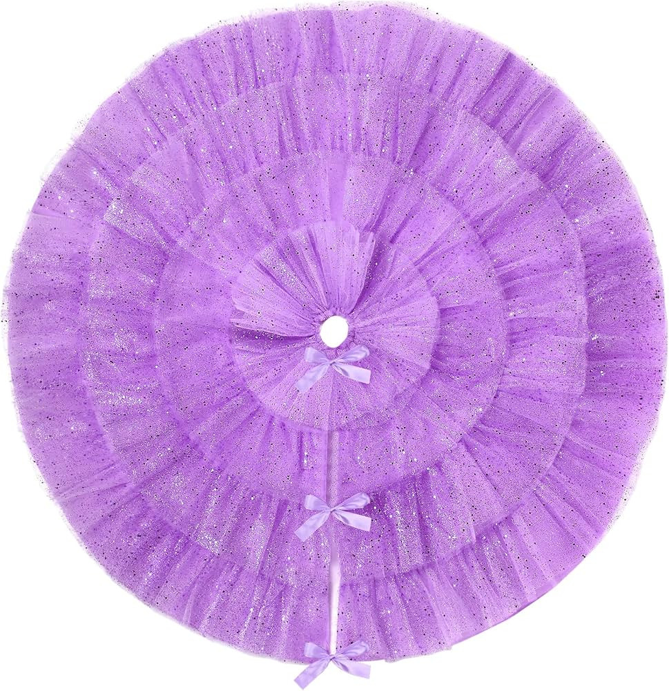 Tatuo Christmas Tree Skirt Ruffle Tree Skirt 4-Layer Ruffled Skirt Round Tree Skirt for Xmas Holi... | Amazon (US)