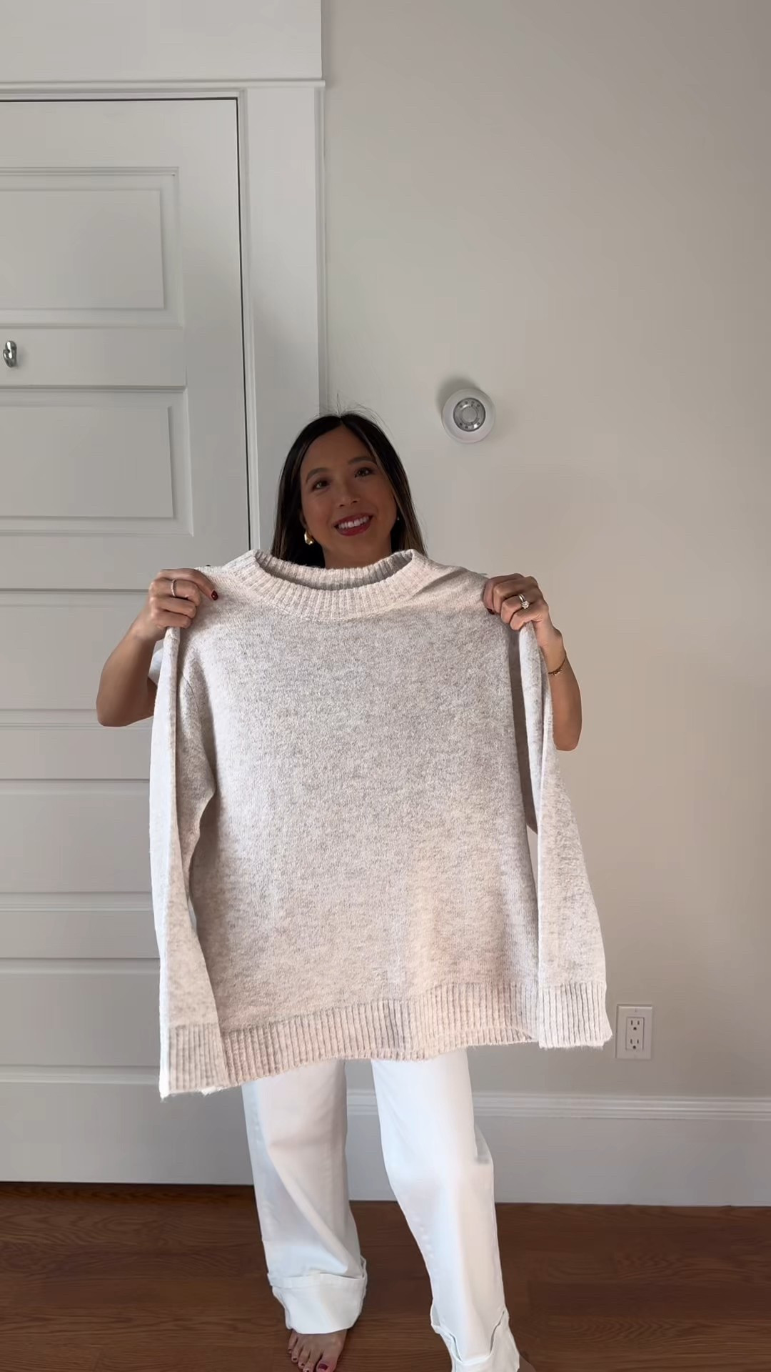 Cozy elevated casual fall outfit! Very soft but lightweight oversized sweater 🤍☁️. Affordable and under $35! 🙌🏻

I’m wearing the Apricot sweater in a XS and it’s true to size. Love the ribbed sleeves and neckline.  

#LTKCyberWeek #LTKFindsUnder50 #LTKootd