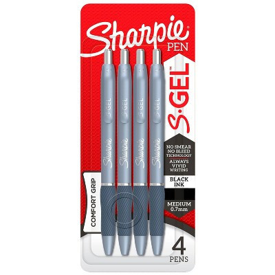 Sharpie 4pk Gel Pens Black Ink 0.7mm Medium Tip Blue Barrel: Retractable, Contoured Rubber Grip, Pocket Clip | Target