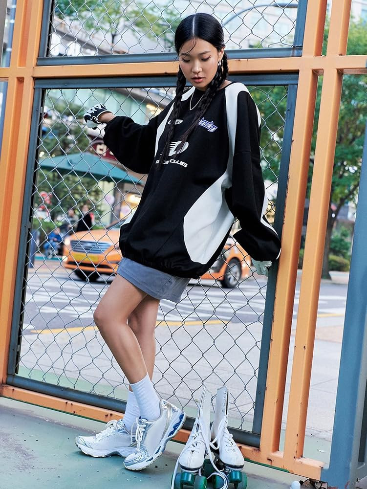 Milumia Women's Color Block Letter Print Crewneck Long Sleeve Sweatshirt Oversized Tops | Amazon (US)