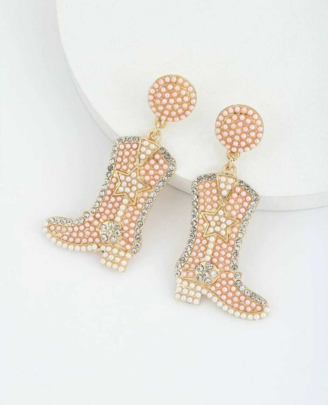 Pink Beaded Country Cowboy Boot Earring, Cowgirl Earring, Festival Earrings, Coachella Earrings, ... | Etsy (US)