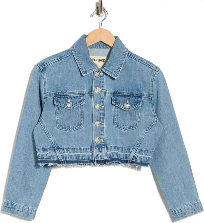 L'AGENCE Genevie Raw Hem Crop Denim Jacket | Nordstromrack | Nordstrom Rack