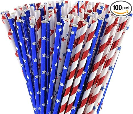 ALINK American Flag Red Blue White Paper Straws, 100 Straws for Memorial Day /4th of July, Super ... | Amazon (US)