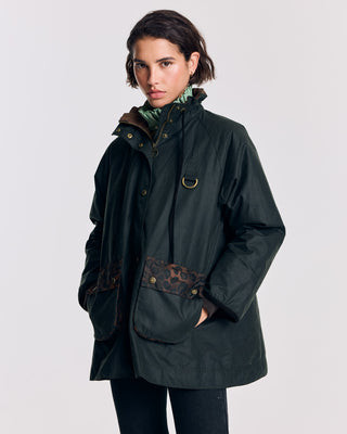 Anaïs khaki and tan leopard jacket from Barbour x Balzac Paris | Balzac Paris UK