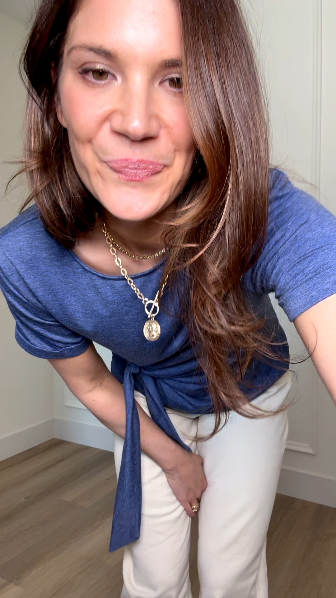 this tie front top is such a flattering little upgrade to a basic tee, it adds just enough shape while still being super easy to wear. paired it with these wide leg pants for a clean, effortless look that works for everyday, casual plans, or even a relaxed office outfit. tie front top, wide leg pants, casual outfits, everyday outfits, neutral outfits, spring outfits, work casual outfits, elevated basics, tall girl outfits, stang and co

#LTKTall #LTKWorkwear #LTKootd