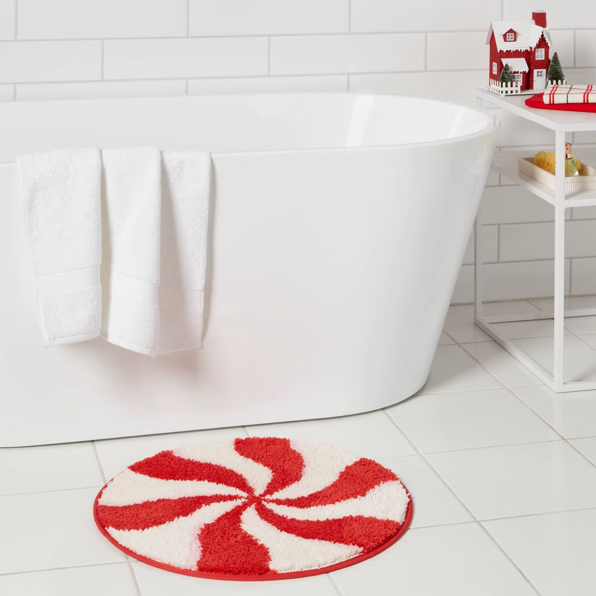 22" Christmas Peppermint Swirl Round Bath Rug - Wondershop™ | Target