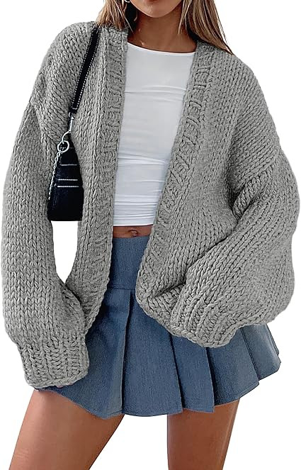 dowerme Women's Oversized Cardigan Sweaters 2025 Fall Fashion Open Front Long Sleeve Outerwear Ch... | Amazon (US)