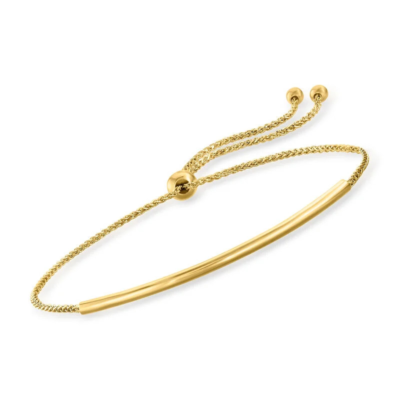 14kt Yellow Gold Round Bar Bolo Bracelet | Ross-Simons