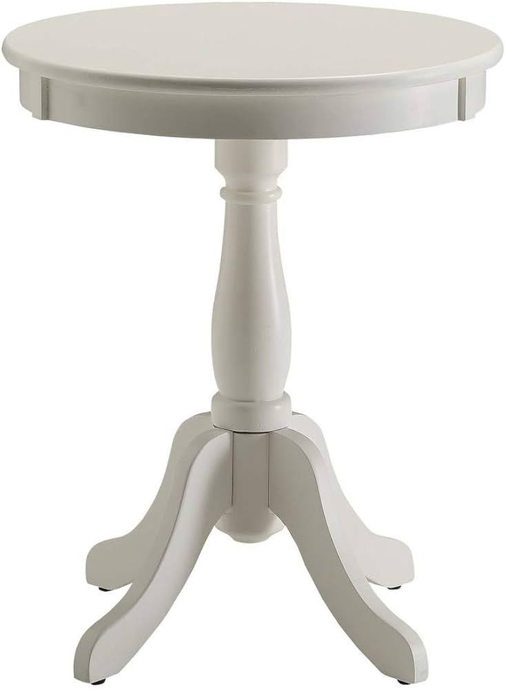 Acme Alger Round Wooden End Table in White | Amazon (US)