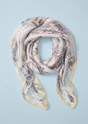 Women's Sewing Down South x Crown & Ivyâ¢ Adgers Printed Square Scarf, Yellow | Belk