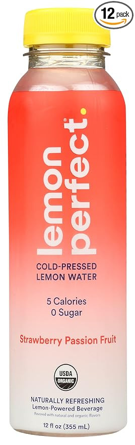 Lemon Perfect, Organic Cold-Pressed Lemon Water,Strawberry Passion Fruit 12oz (12-Pk) | Amazon (US)
