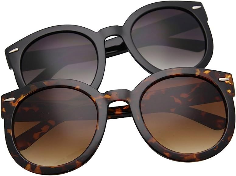 Women's Designer Inspired Oversized Round Circle Sunglasses Mod Fashion | Amazon (US)