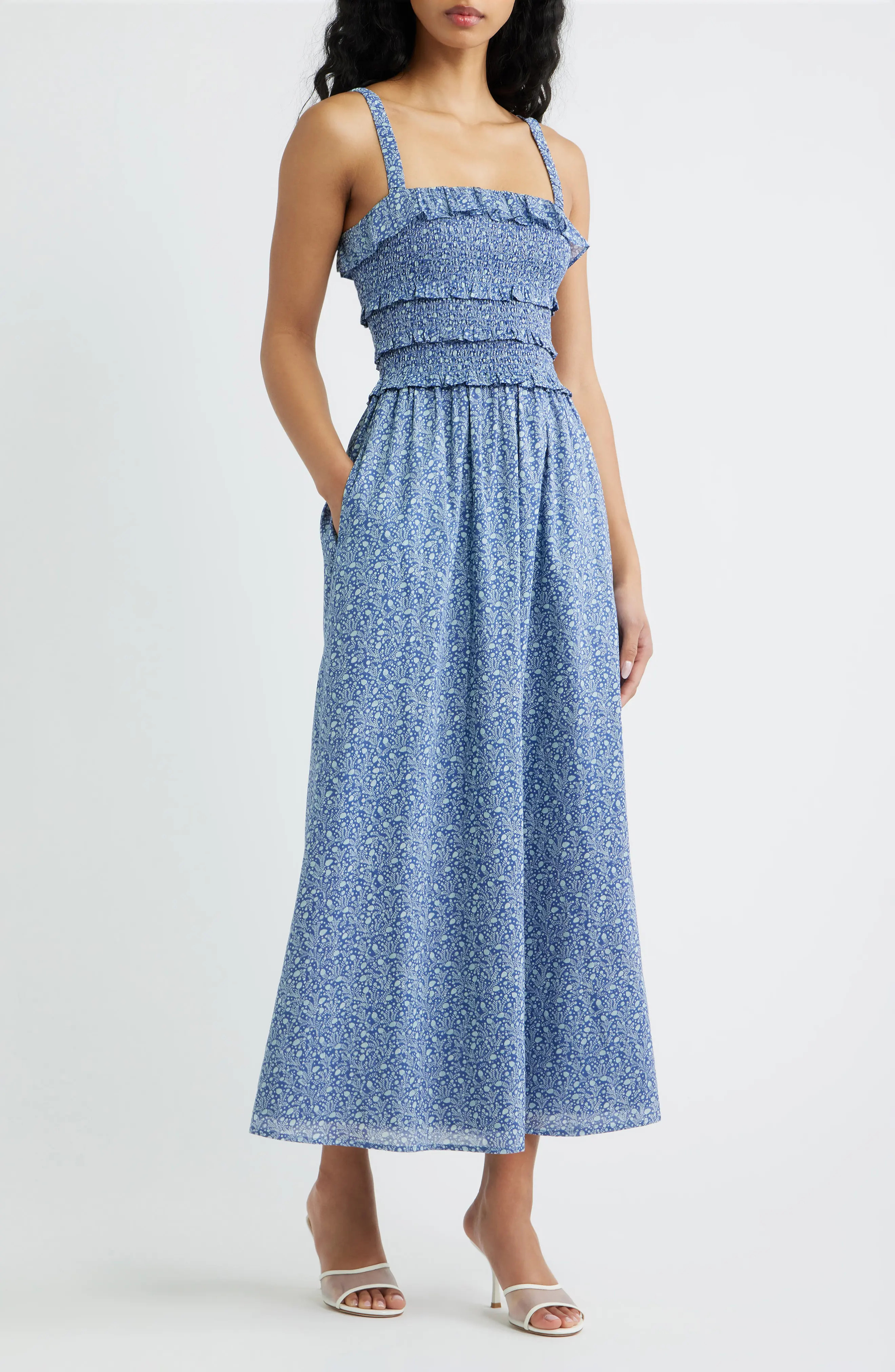 The Analiese Smocked Cotton Midi Nap Dress (Women) | Nordstrom | Nordstrom