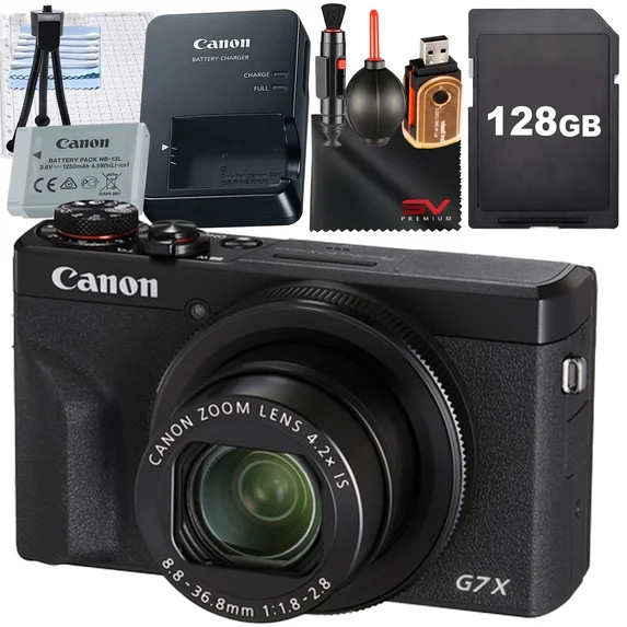 Canon PowerShot G7 X Mark III Digital Camera (Black) with SanDisk 128GB Memory Card + Cleaning Pe... | Walmart (US)