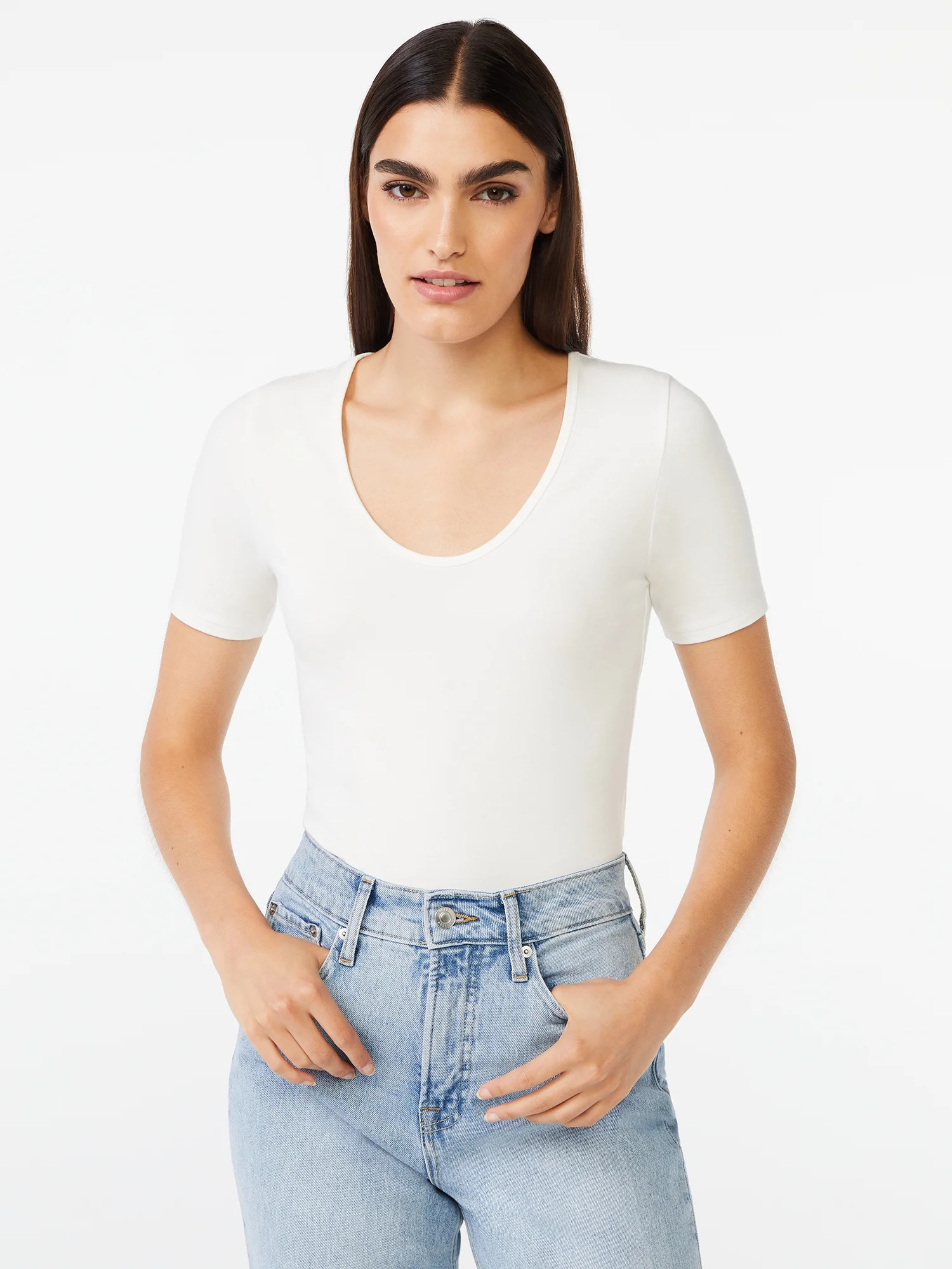 Free Assembly Women's U-Neck Bodysuit with Short Sleeves | Walmart (US)