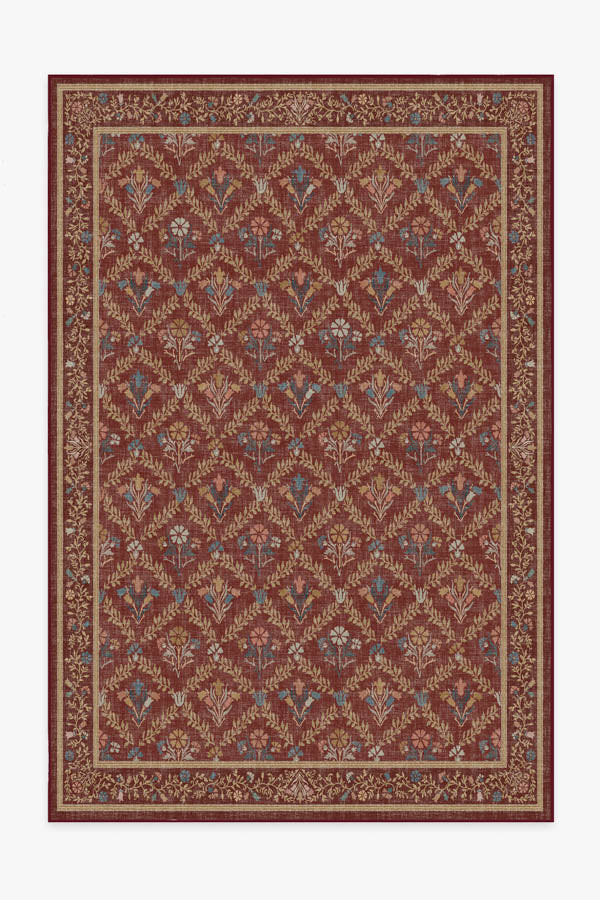 Morris & Co. Bellflowers Amber Red Rug | Ruggable