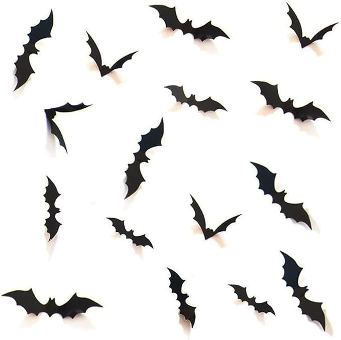 HOZZQ DIY Halloween Party Supplies PVC 3D Decorative Scary Bats Wall Decal Wall Sticker, Hallowee... | Amazon (US)
