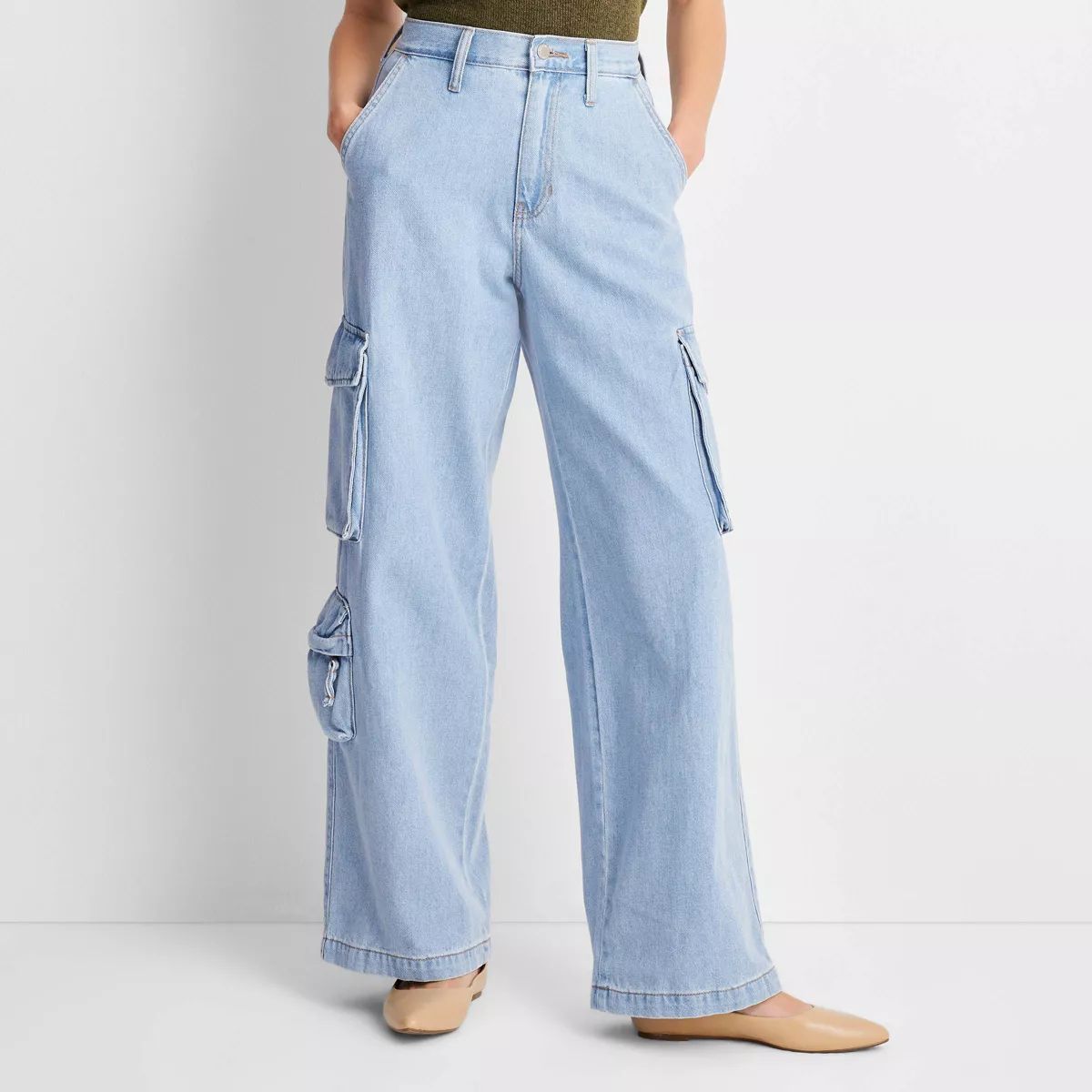 Women's High-Rise Wide Leg Denim Cargo Pants - Universal Thread™ | Target