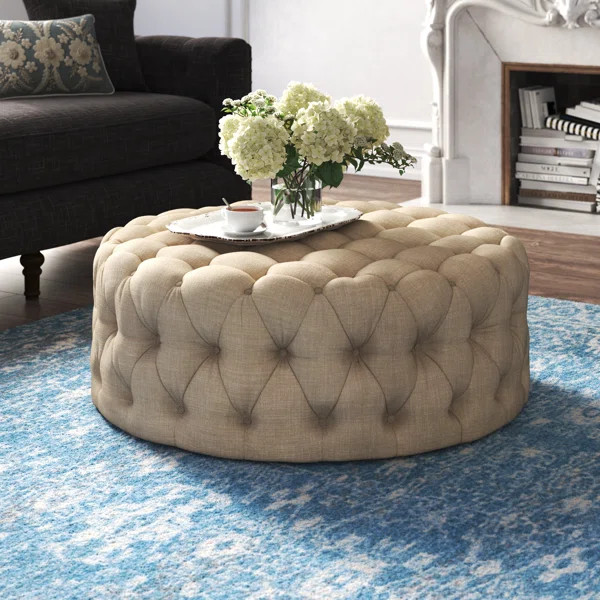 Acklen 41.73" Wide Tufted Round Cocktail Ottoman | Wayfair North America
