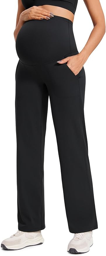 CRZ YOGA Women Butterluxe Maternity Wide Leg Pants with Pockets 31.5" - Over The Belly Workout Yo... | Amazon (US)