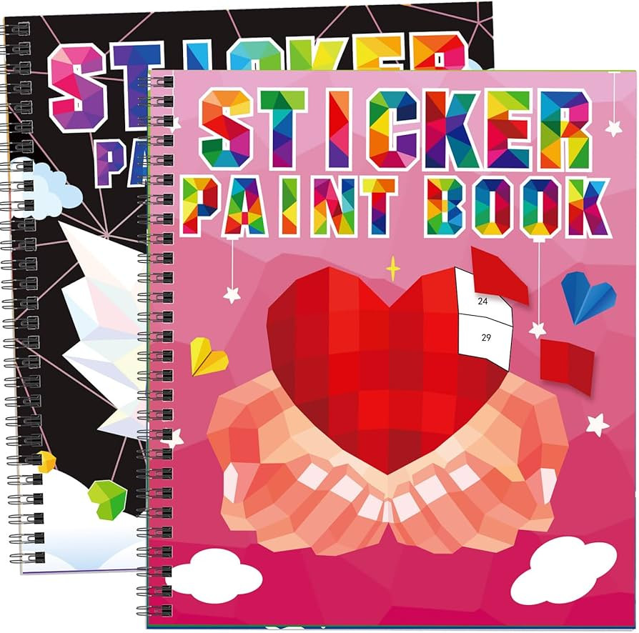 TBEEJ 2PCS Valentine's Day Crafts for Kids Ages 4-8 Sticker Paint Books Gift Party Create 20 Pict... | Amazon (US)