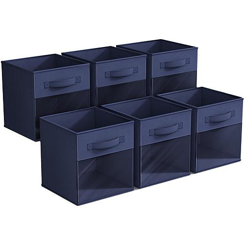 Sorbus 11"" Foldable Storage Bin 6-pack with Clear Window | HSN