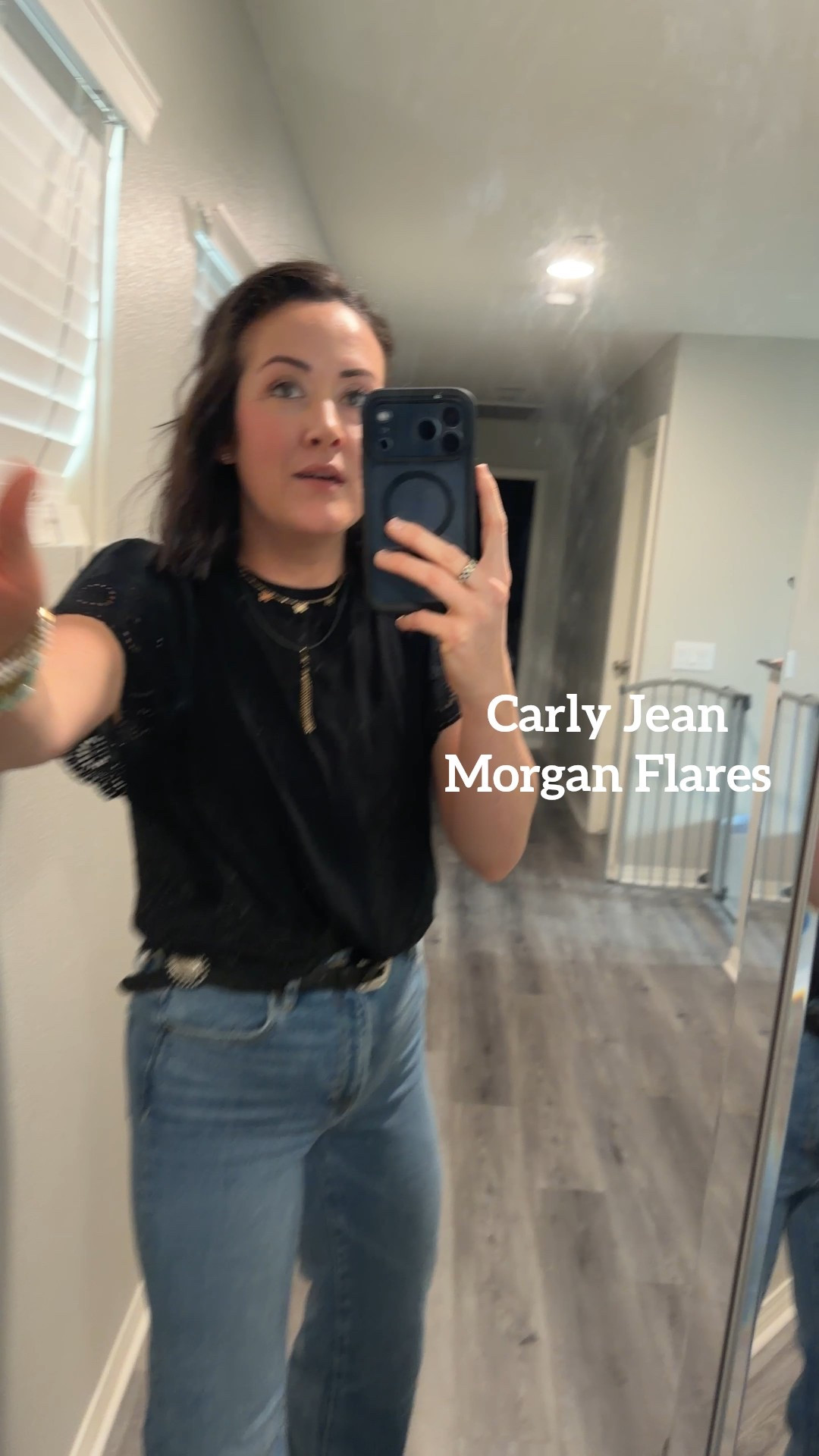 Carly Jean Buy one Get One Free Jean sale is in its final days! I just got Morgan Flares from Carly Jean… and they’re AMAZING!!! 

I have a pair of Austin Flares that are a little bit more fitted down the whole leg. Morgan Flares seem to be a little less tight through the leg. They look beautiful with platform vans!! They made the cutest church outfit today! 

I always size down from my even number size! 

#LTKootd #LTKmomlife