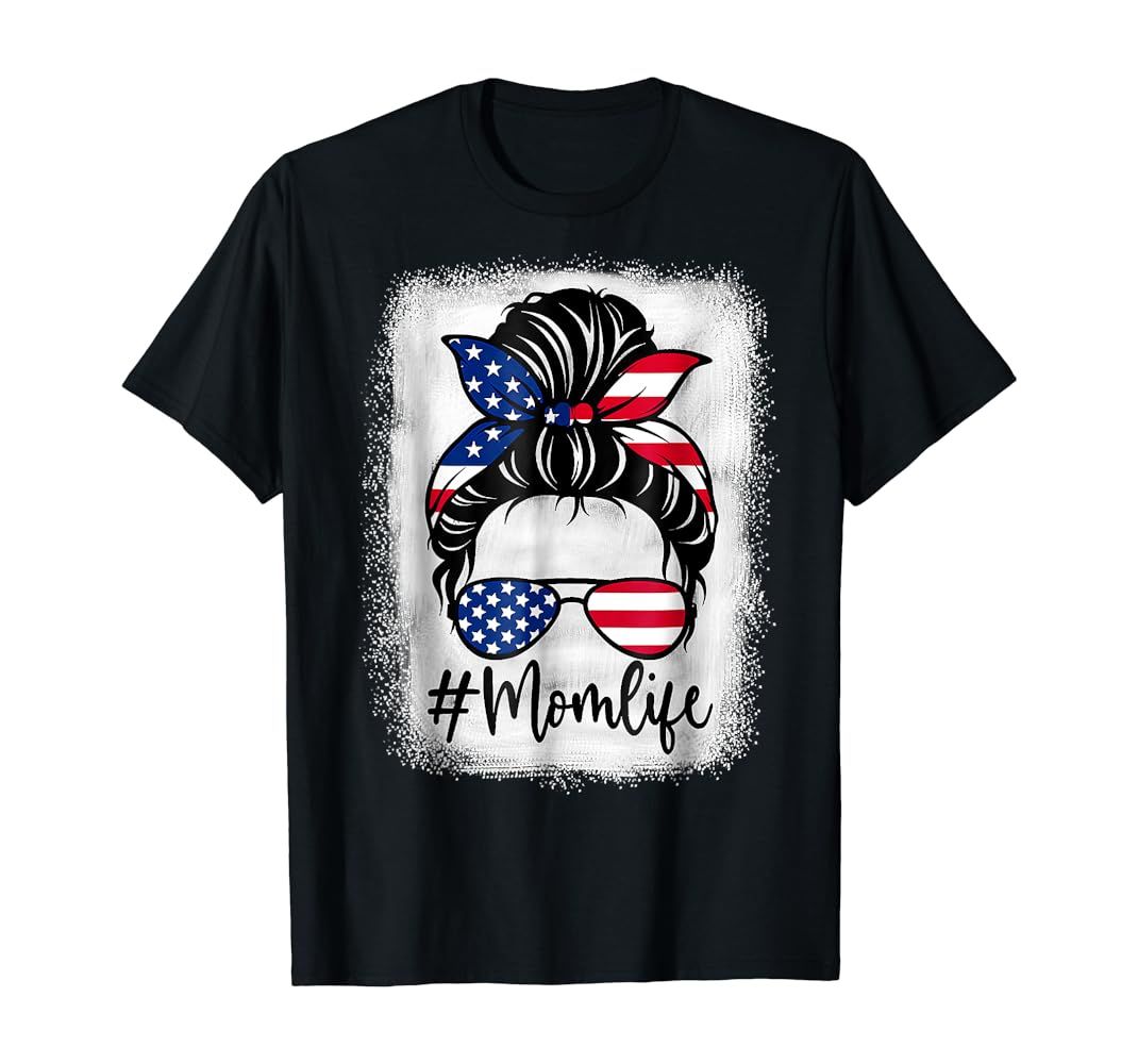 Amazon.com: American Flag Mom Life Bleached Mother's 4th Of July Funny T-Shirt : Clothing, Shoes & J | Amazon (US)