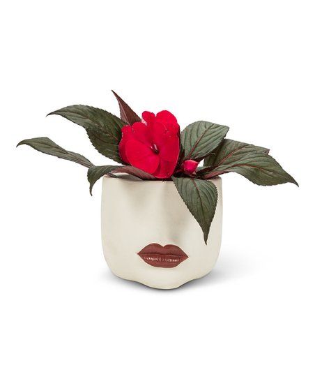 Abbott Ivory & Red Lips Face Small Planter | Zulily