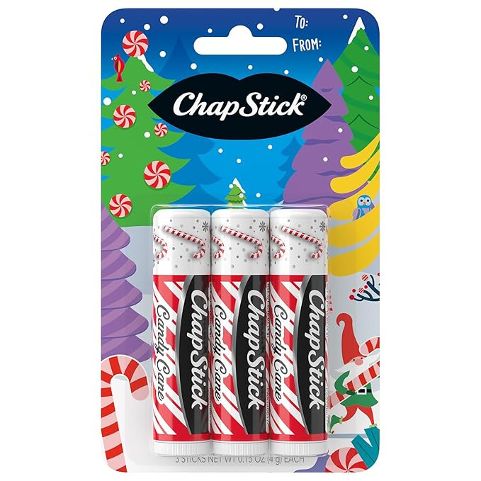 ChapStick Lip Balm, Candy Cane, 3-Count – Fresh & Minty Lip Moisturizer, Stocking Stuffer, 0.15... | Amazon (US)