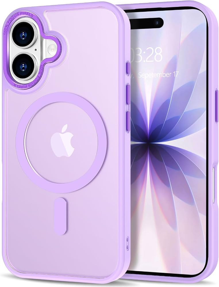 Amazon.com: Anuck Case for iPhone 17 Case Magnetic Phone Case Compatible with MagSafe, Soft TPU Bumper Hard Translucent Matte Back Slim Fit Shockproof Protective Cover for Men Women Girls - Light Purple : Cell Phones & Accessories Case | Amazon (US)