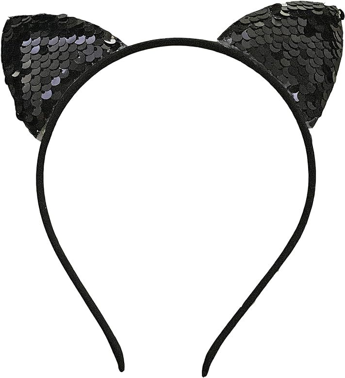 The Twins Dream Cat Ears Headband Shiny Cat Ear Hair Hoops Cute Bling Kitty Hairband Black | Amazon (US)