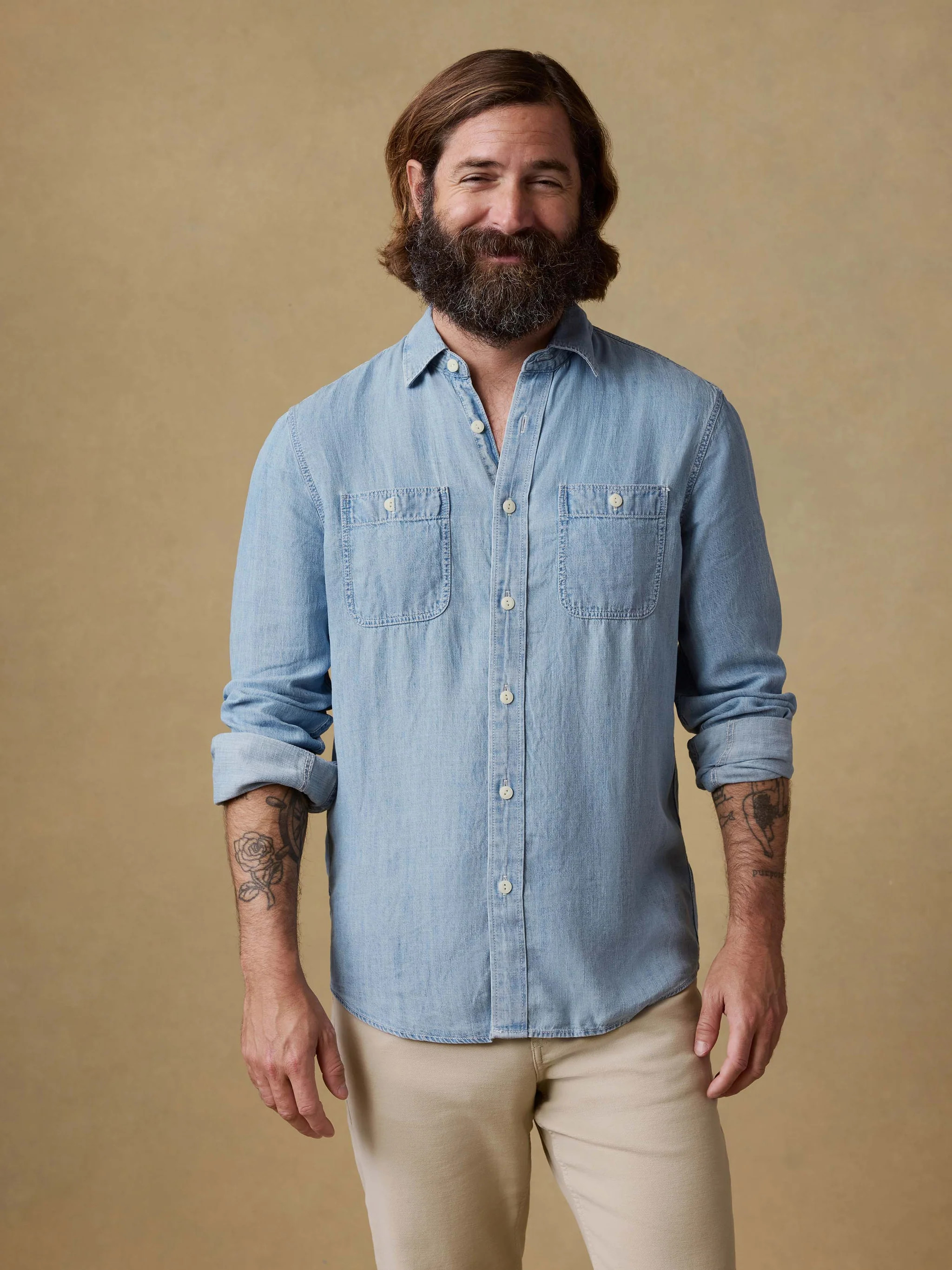Tried & True Chambray Workshirt - Vintage Indigo | Faherty